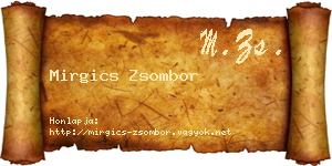 Mirgics Zsombor névjegykártya